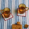 Ensemble de 6 dessous de verre en lin lavé - Rayures Pinceau Bleu Primaire