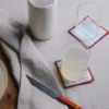 Ensemble de 6 dessous de verre en lin lavé - Rayures Toile Bleu Primaire