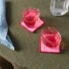 Ensemble de 6 dessous de verre en lin lavé - Rose Garance