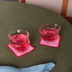 Ensemble de 6 dessous de verre en lin lavé - Rose Garance