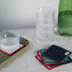 Ensemble de 6 dessous de verre en lin lavé - Bleu encre