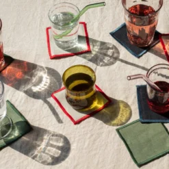 Ensemble de 6 dessous de verre en lin lavé - Bleu encre