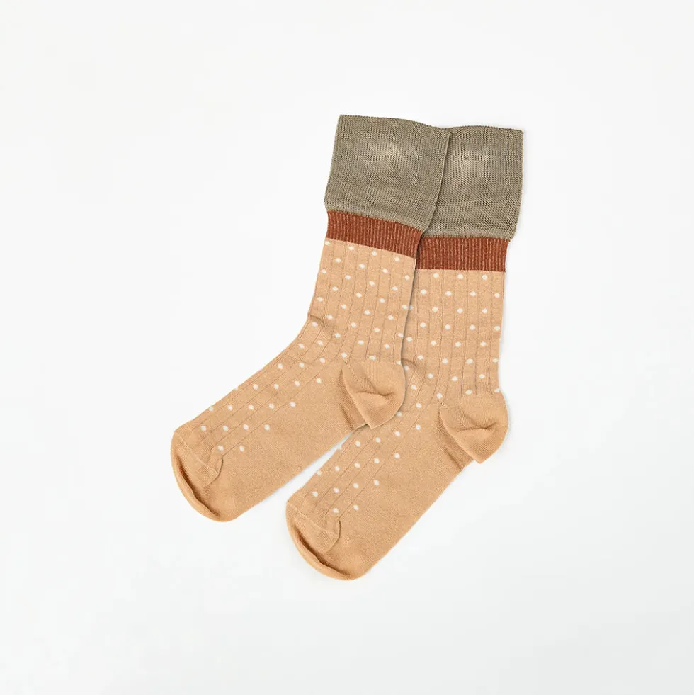 Exquisite J - Chaussettes CA71 - Beige et Blanc