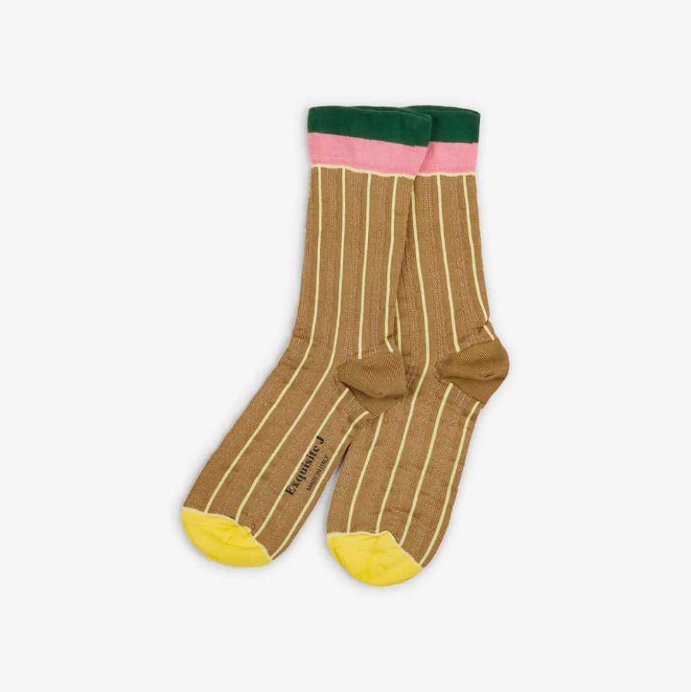 Exquisite J - Chaussettes CA81 - Marron et Jaune