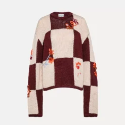 Forte_Forte - Pull damier - Bordeaux
