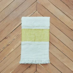 Fouta Belge en lin - Rayures Moutarde
