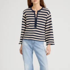 Frame - Pull Captain - Crème & Marine