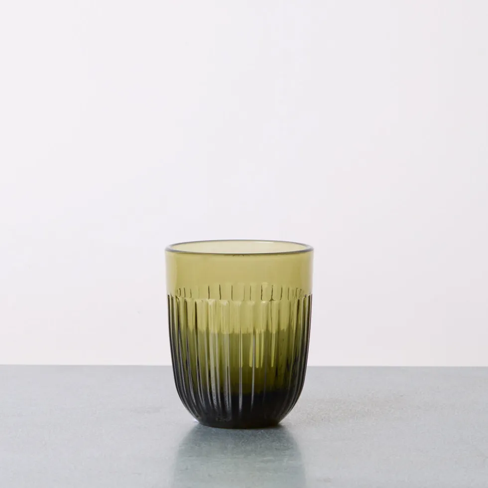 Gobelet en verre pressé - Ouessant - Vert Olive