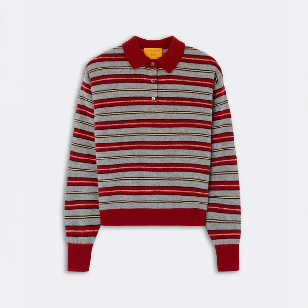 Guest In Residence - Polo Collegiate Rayé - Carmine Combo