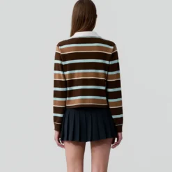 Guest In Residence - Polo Cropped Rugby Rayé - Chestnut Combo
