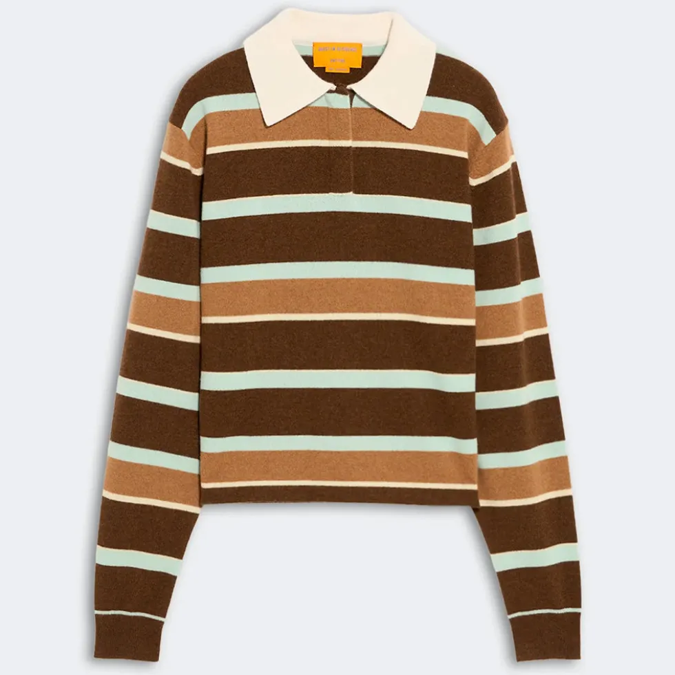 Guest In Residence - Polo Cropped Rugby Rayé - Chestnut Combo