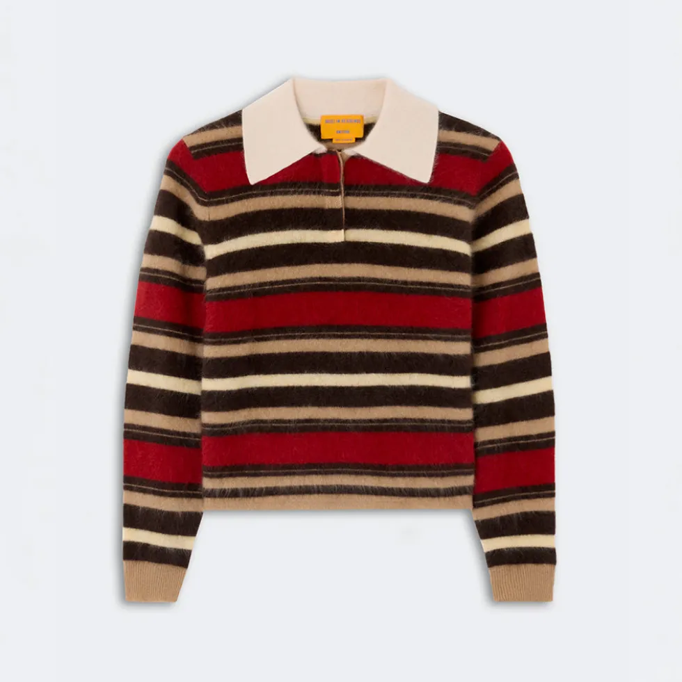 Guest In Residence - Pull Grizzly Cropped Rugby - Carmine Combo