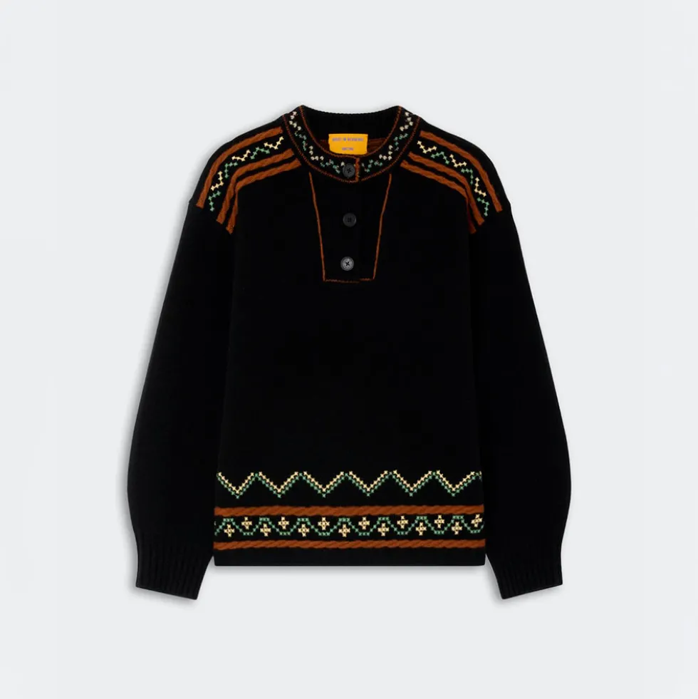 Guest In Residence - Pull Henley Fisherman - Noir