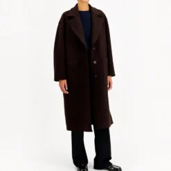 Harris Wharf London - Manteau Greatcoat - Bordeaux
