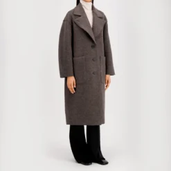 Harris Wharf London - Manteau Greatcoat - Marron et Gris