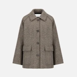 Harris Wharf London - Manteau Raglan - Crème & Marron