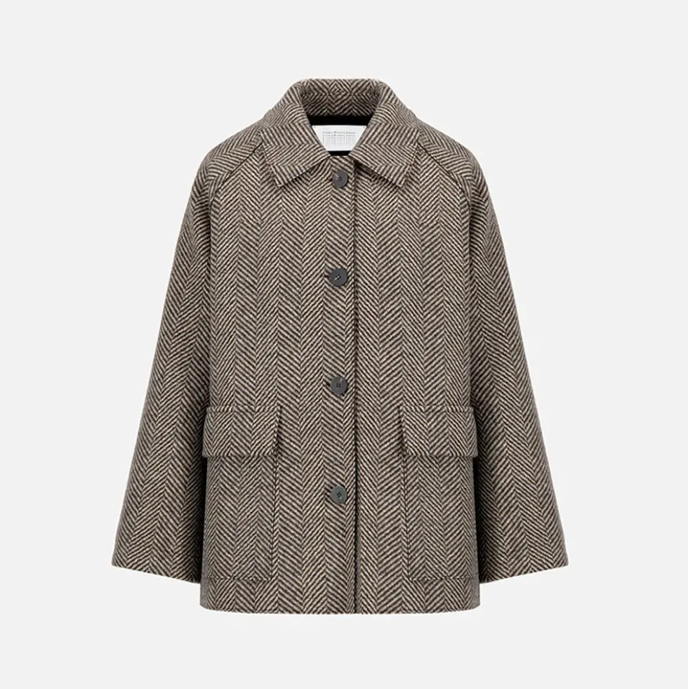 Harris Wharf London - Manteau Raglan - Crème & Marron