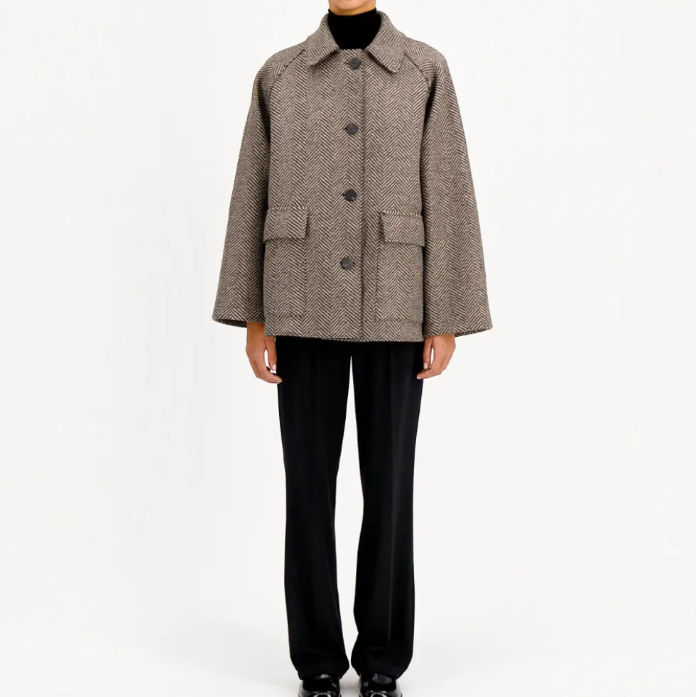 Harris Wharf London - Manteau Raglan - Crème & Marron