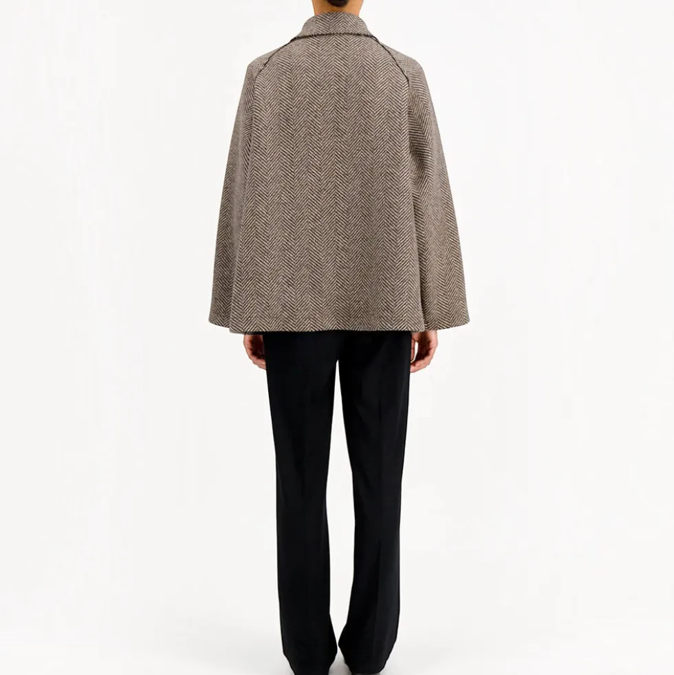 Harris Wharf London - Manteau Raglan - Crème & Marron