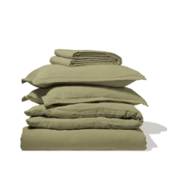 Housse de couette en gaze de coton - Vert Saint Louis