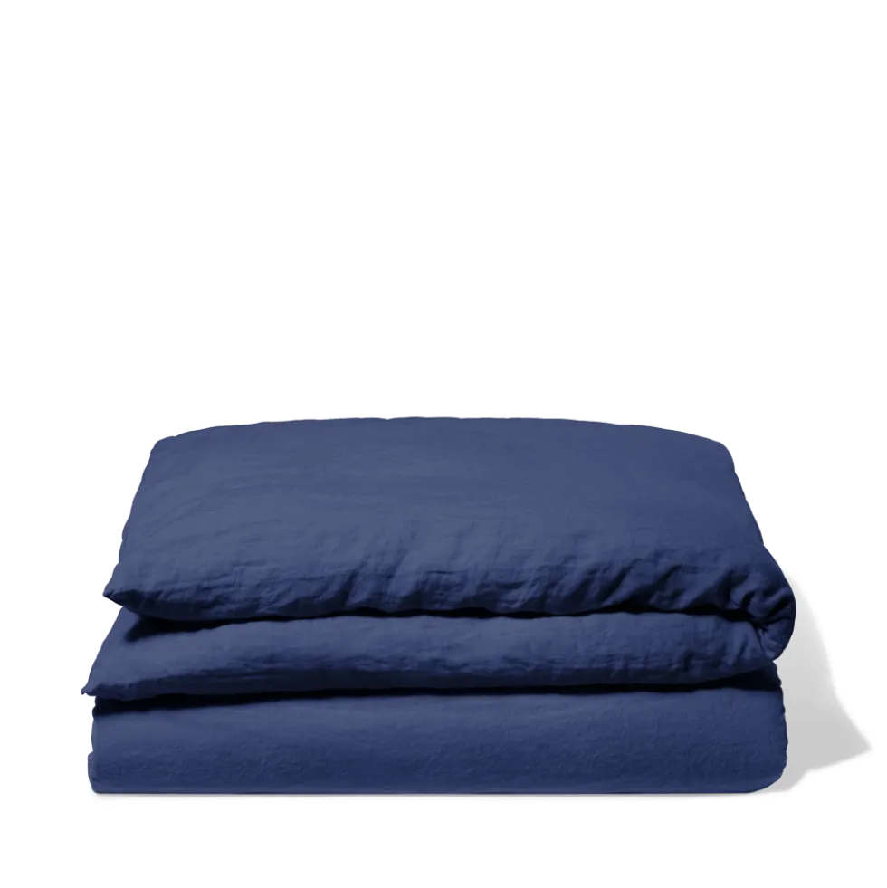Housse de couette en lin lavé - Bleu Pacifique