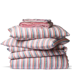 Housse de couette en lin lavé - Rayures Parasol