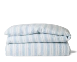 Housse de couette en lin lavé - Rayures Toile Bleu Primaire