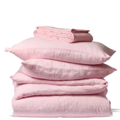 Housse de couette en lin lavé - Rose Granité