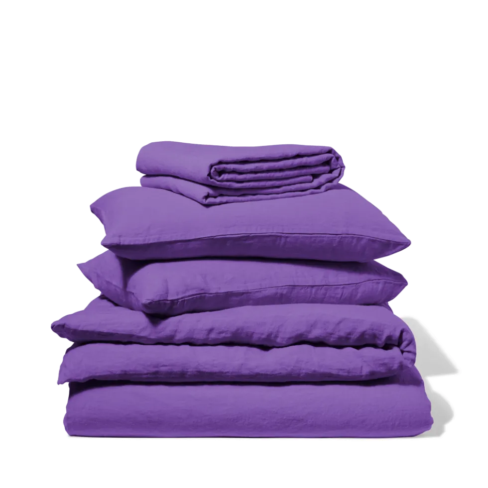 Housse de couette en lin lavé - Violet Orage