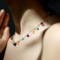 Ivarene x Merci - Collier - Citrine, Amazonite & Améthyste