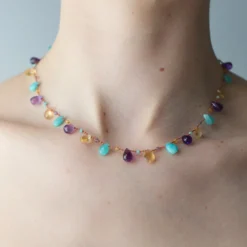 Ivarene x Merci - Collier - Citrine, Amazonite & Améthyste