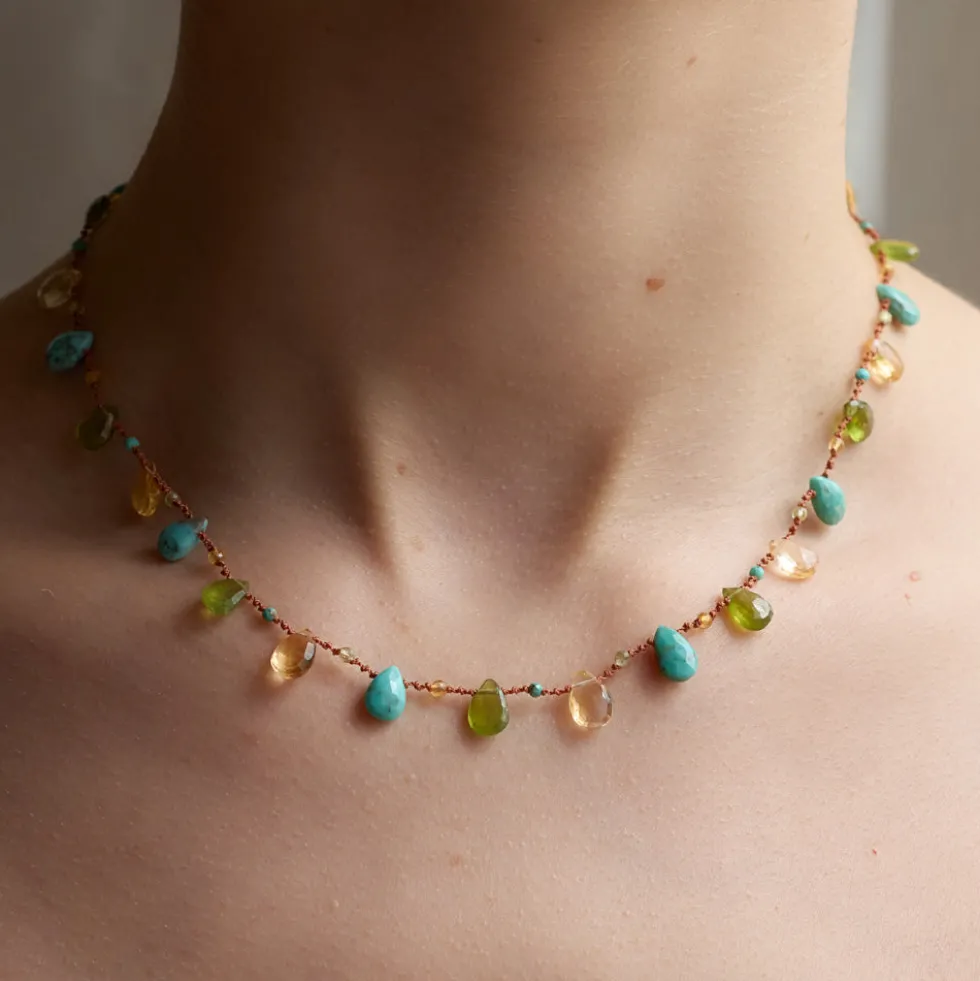 Ivarene x Merci - Collier - Vésuvianite Citrine & Turquoise
