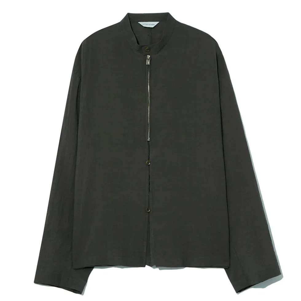 Le 17 septembre - Chemise Stand Collar - Gris