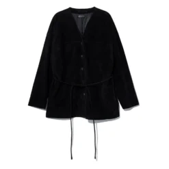 Le 17 septembre - Veste en cuir sans col - Noir