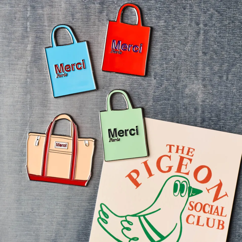 Magnet en métal Merci - Tote bag Rouge