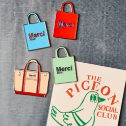 Magnet en métal Merci - Tote bag Vert
