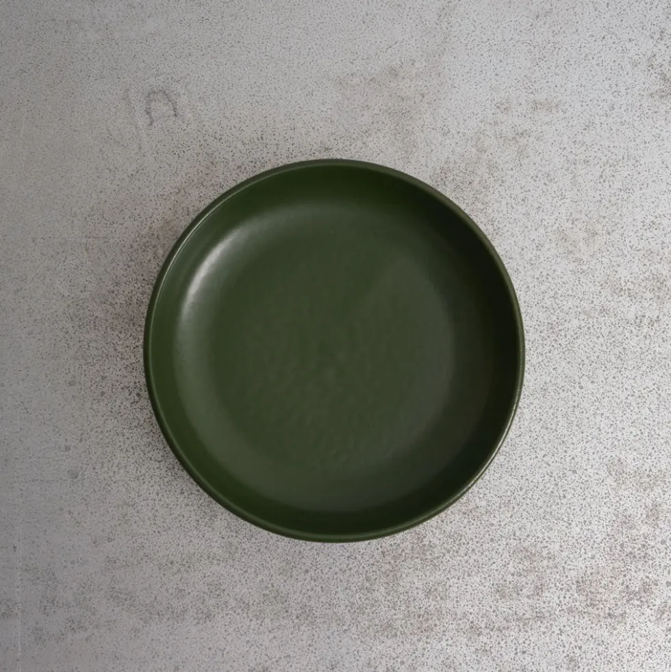 Merci - Assiette creuse en grès - Kaki