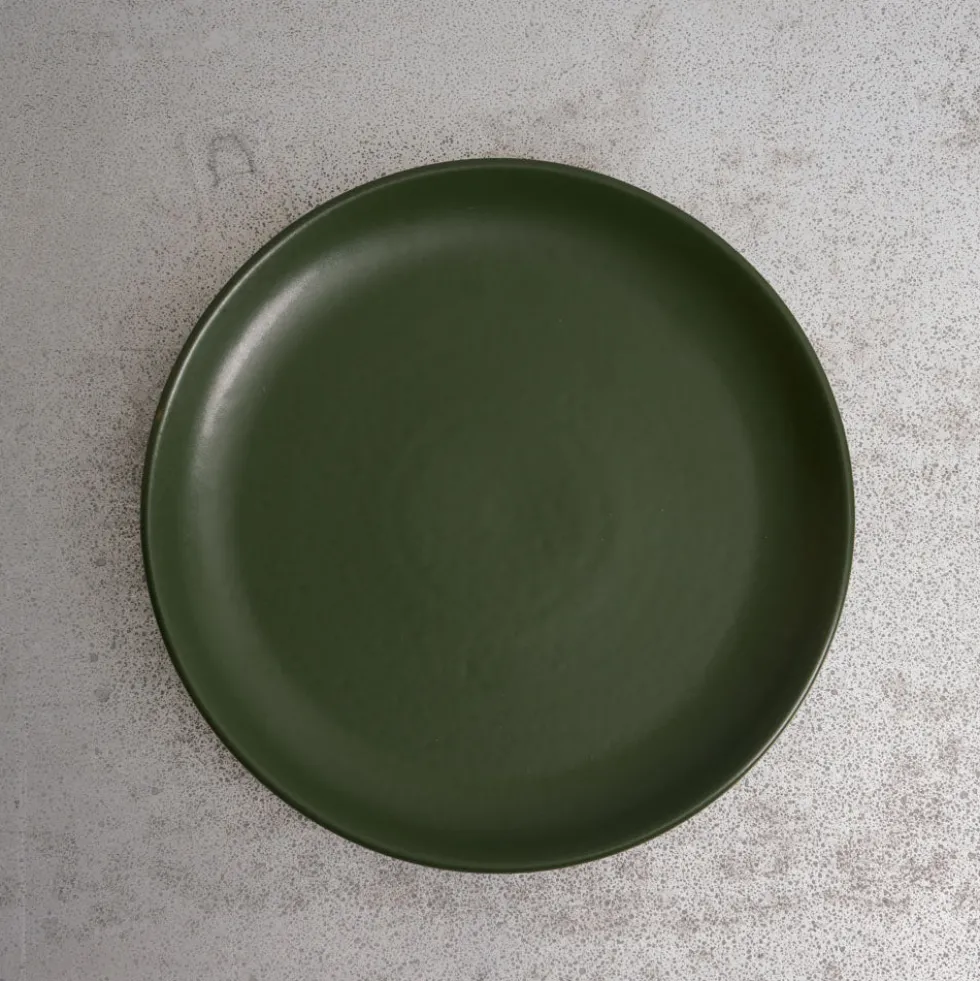 Merci - Assiette plate en grès - Kaki
