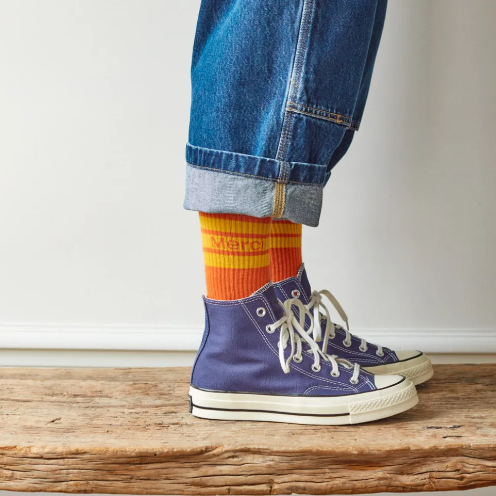 Merci - Chaussettes à rayures - Orange