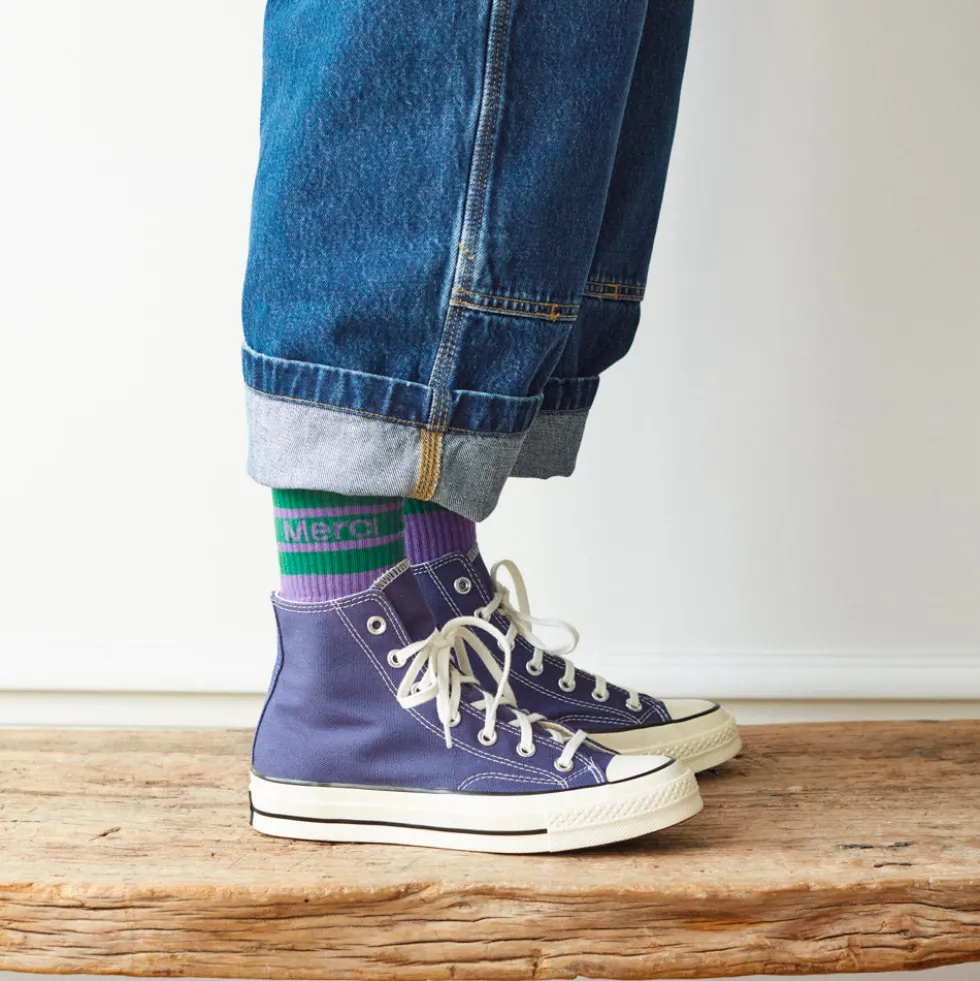 Merci - Chaussettes à rayures - Violet