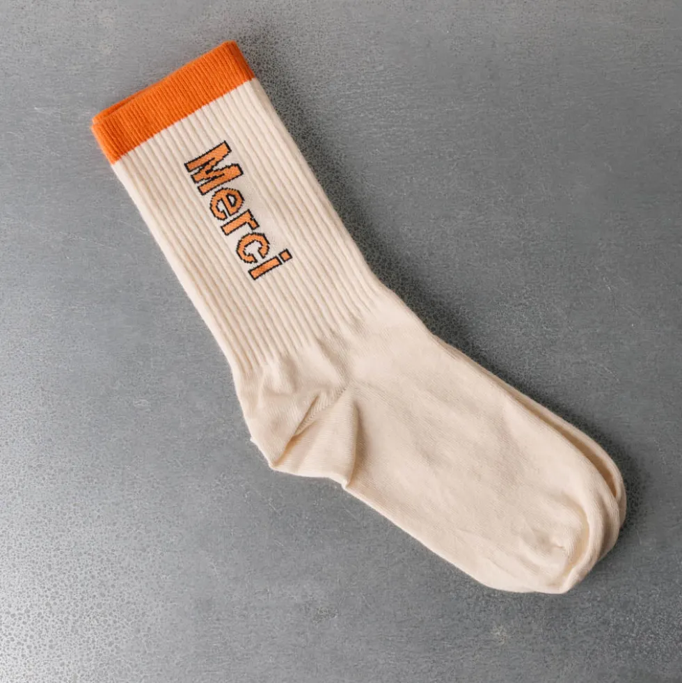 Merci - Chaussettes Scrappy - Blanc & Orange
