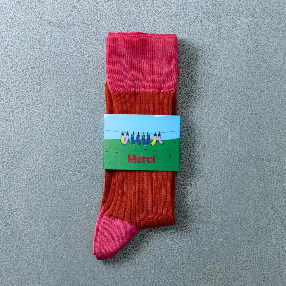 Merci - Chaussettes Theodora - Rouge Rose