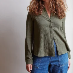 Merci - Chemise en gaze de coton - Kaki