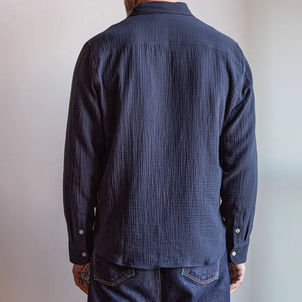 Merci - Chemise Gaspard en gaze de coton - Bleu Marine