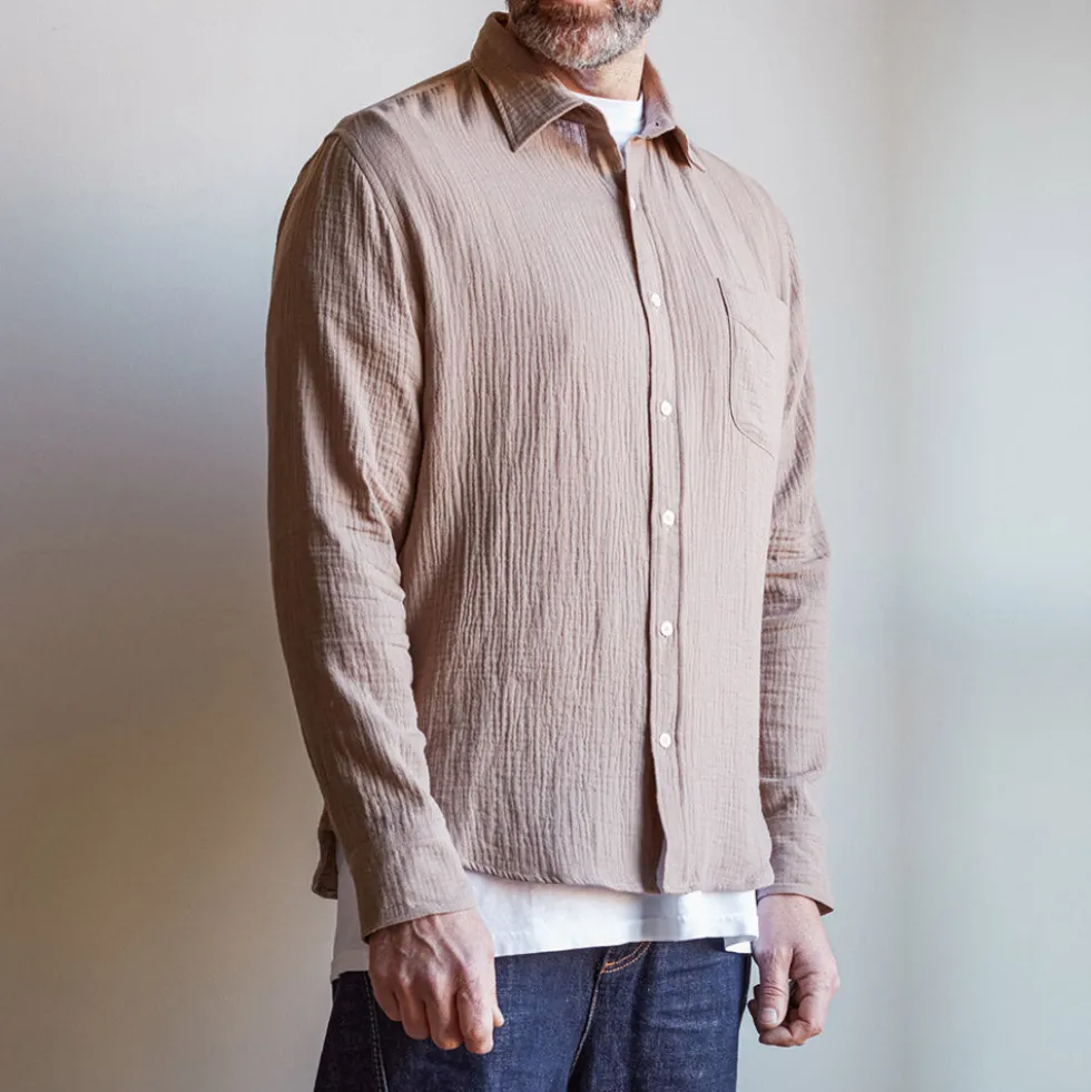 Merci - Chemise Gaspard en gaze de coton - Beige