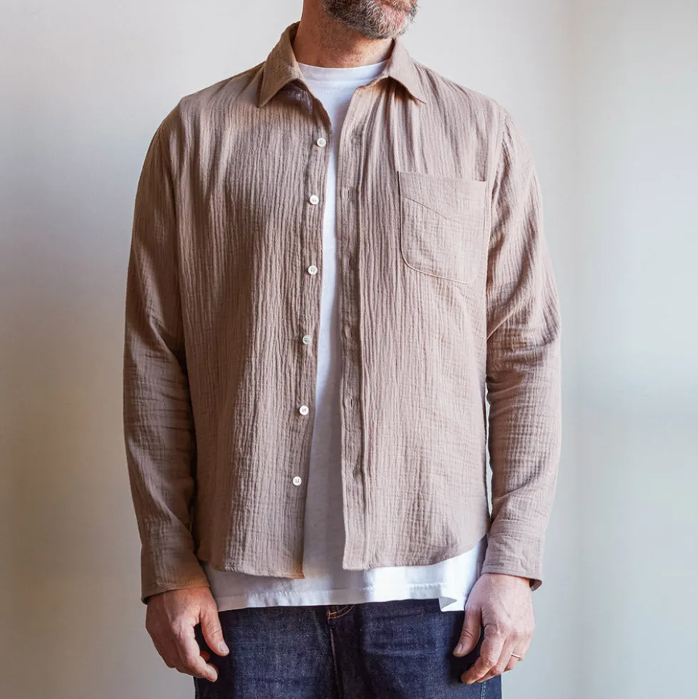 Merci - Chemise Gaspard en gaze de coton - Beige