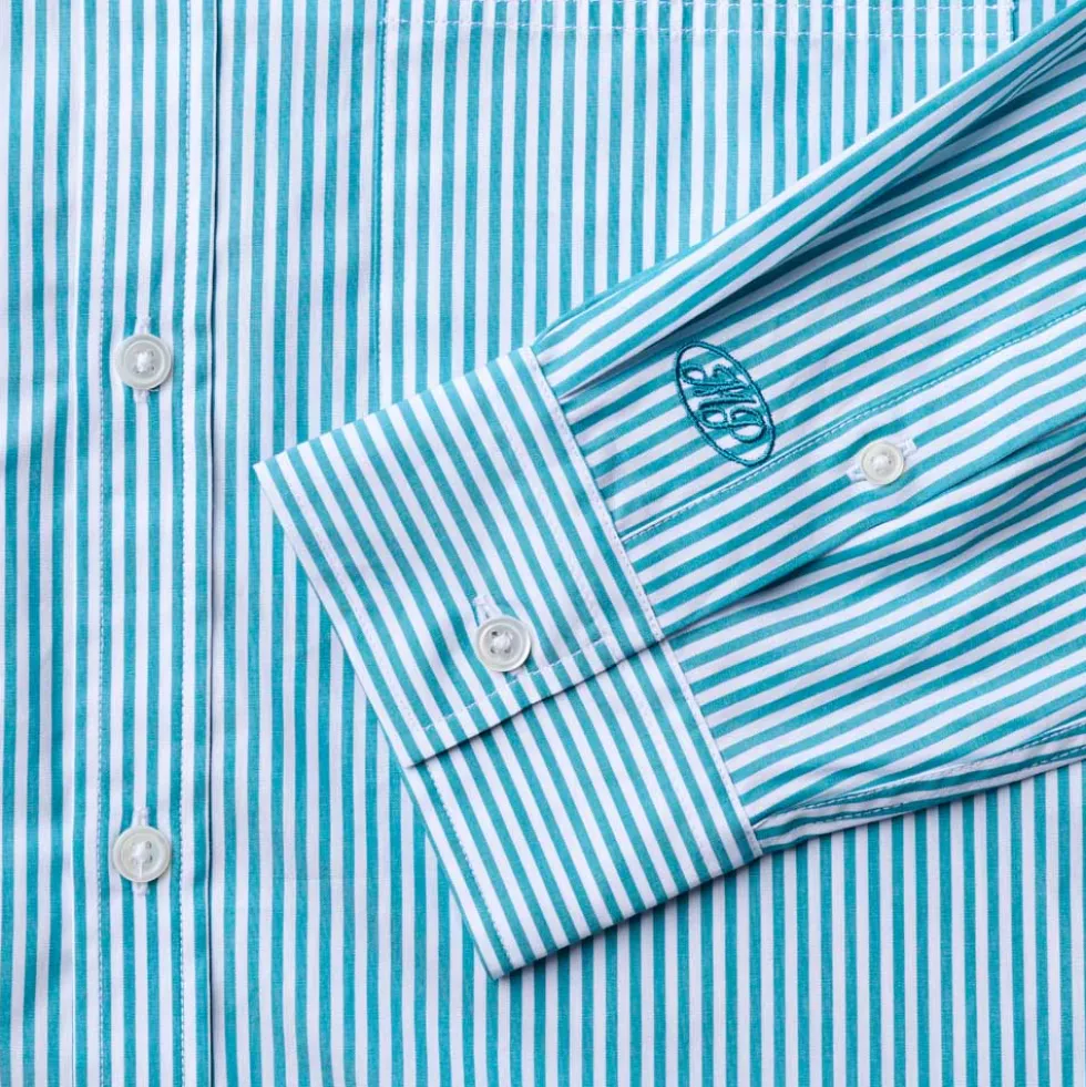 Merci - Chemise Sacha Rayé - Turquoise