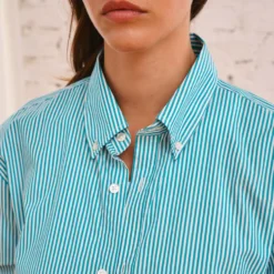 Merci - Chemise Sacha Rayé - Turquoise
