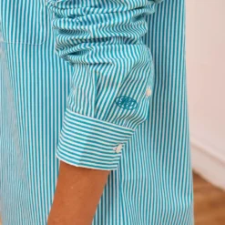 Merci - Chemise Sacha Rayé - Turquoise