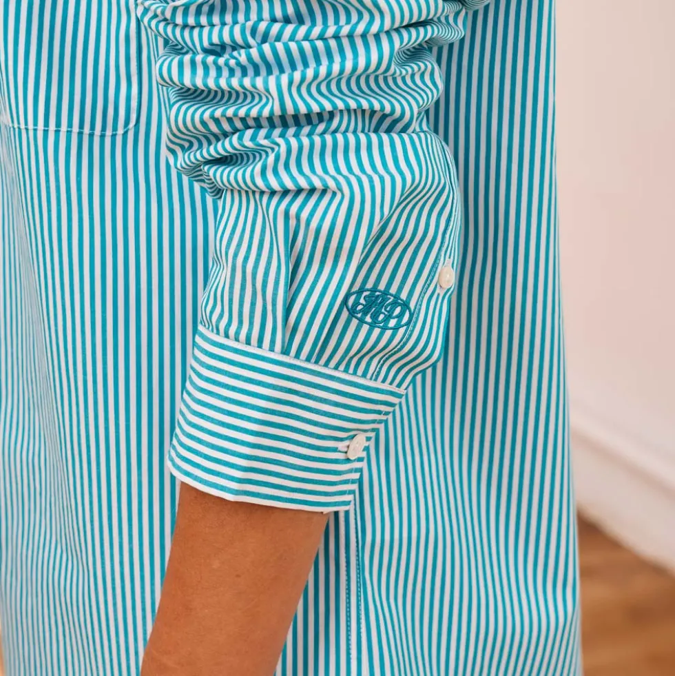 Merci - Chemise Sacha Rayé - Turquoise